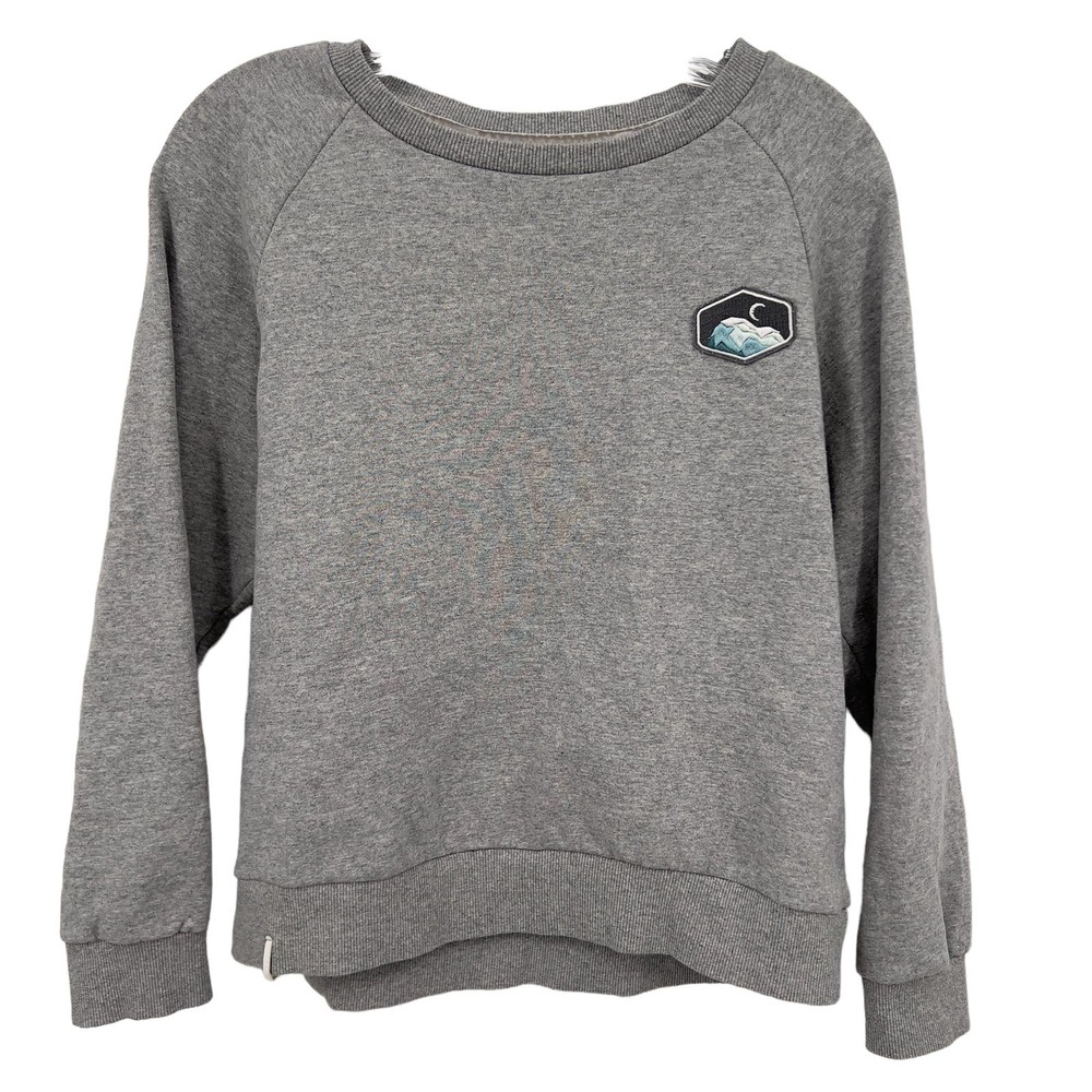 Zyia Active Womens Activewear Pullover Sweatshirt Small Cotton Logo LS Gray